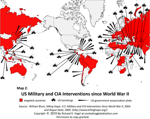 Map of US Military and CIA Interventions since World War 2 : r/MapPorn