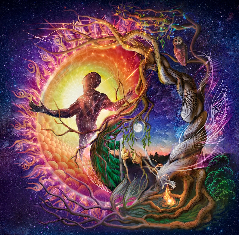 Yin-Yang Spiritual Visionary Art Poster / Arte yoga immagine 1