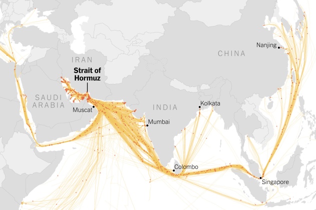 Why This Narrow Strait Next to Iran Is So Critical to the World's Oil Supply - The New York Times