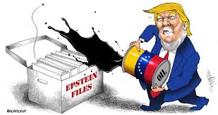 The great distractor. Cartoon by @monerorape #Trump #Epstein #Venezuela